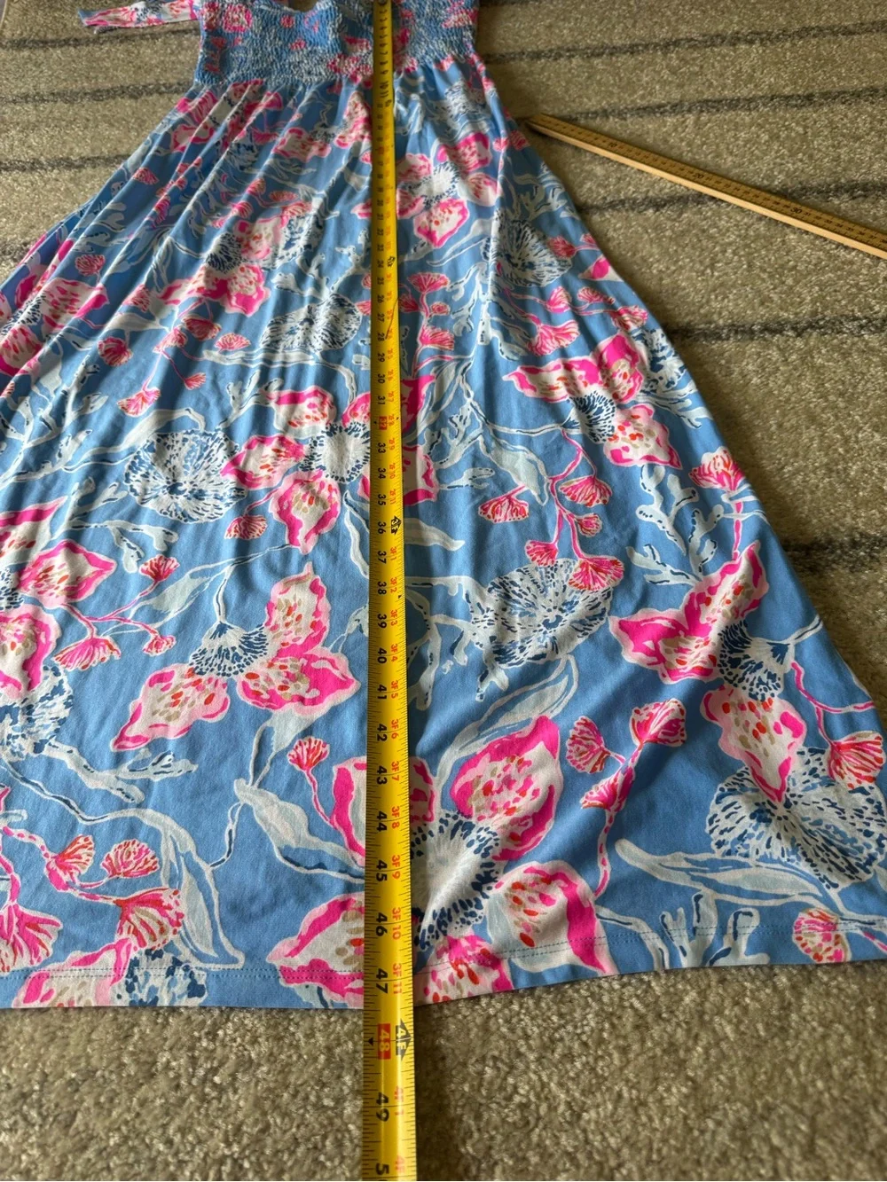 Lilly Pulitzer Blue Floral Maxi Dress with Pink Accents - Picture 9 of 9